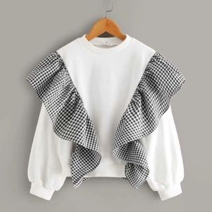Girls Gingham exaggerate Ruffle Trim